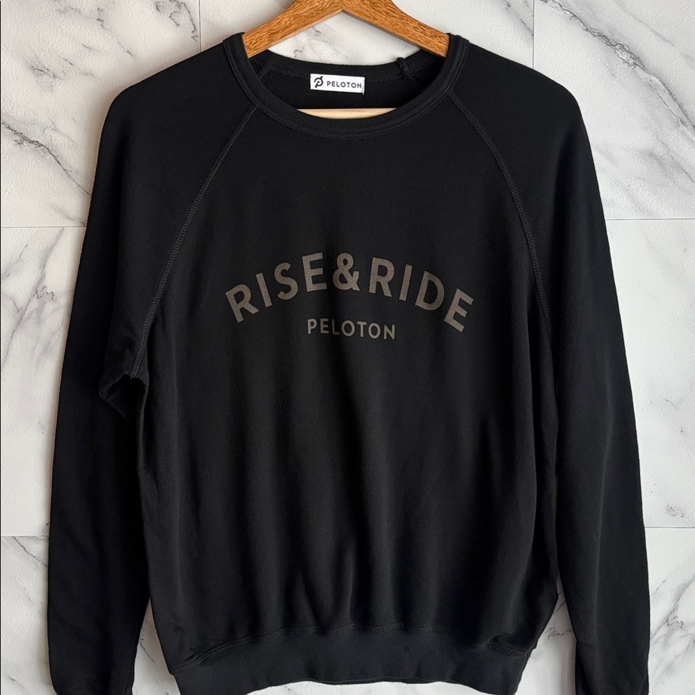 Peloton Rise & Ride Crewneck Sweatshirt Womens Size Small Black